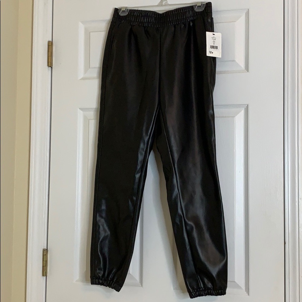 NWT  DKNY faux leather joggers